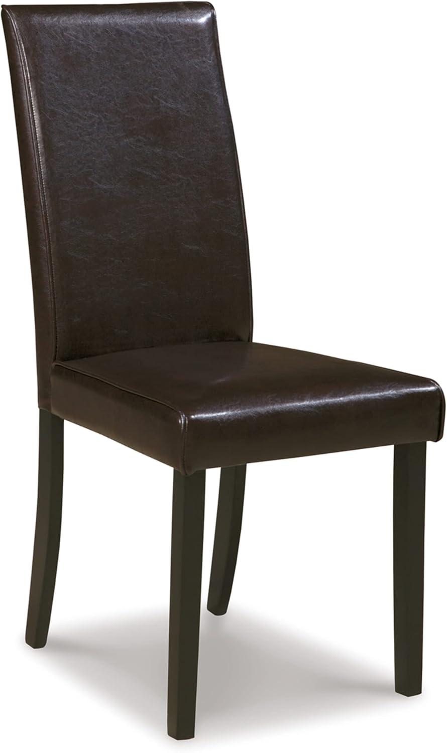 High Back Dark Brown Faux Leather Parsons Side Chair