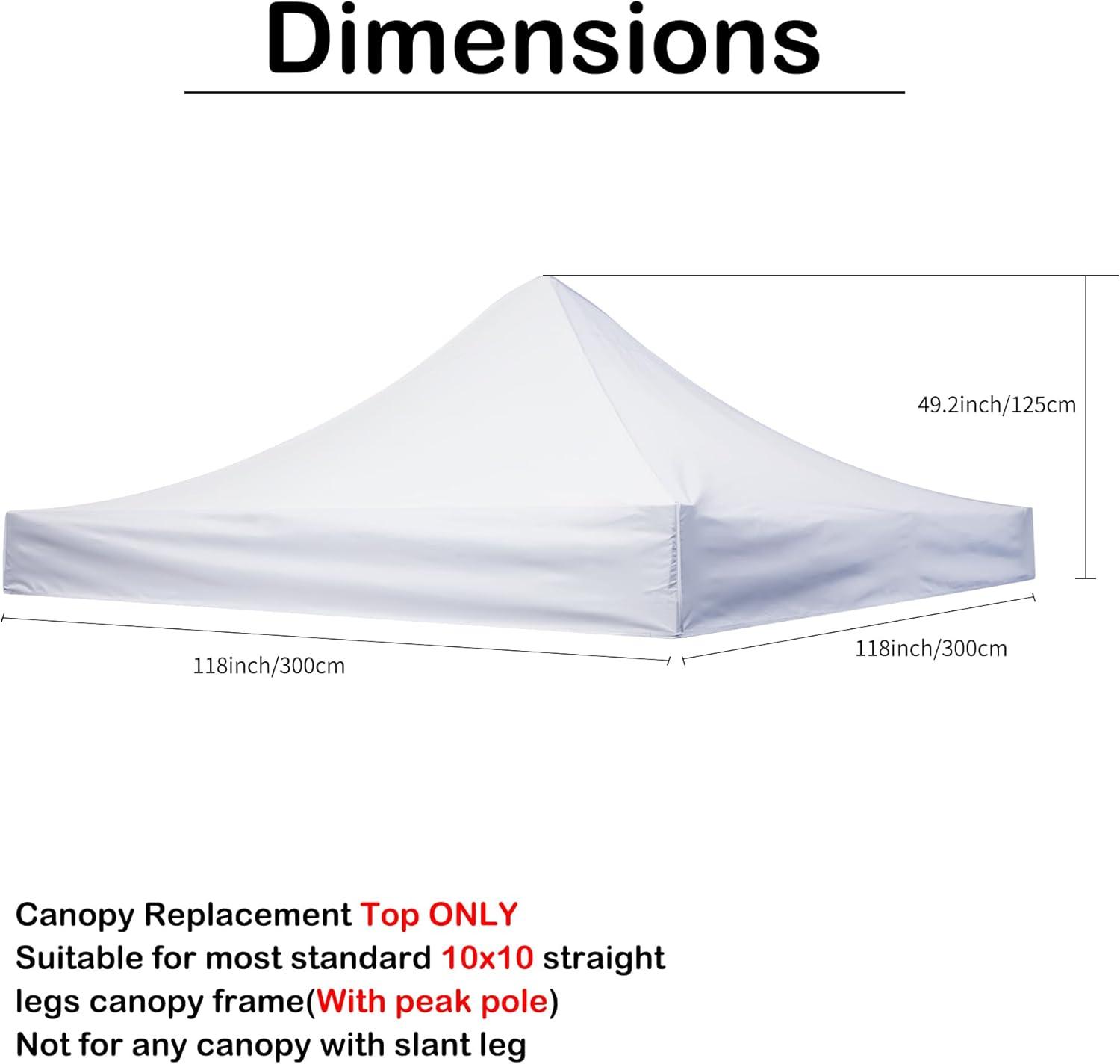 10 x 10 Canopy Replacement Top Large Frame Pop Up Canopy Replacement Top 10 x 10 (White)