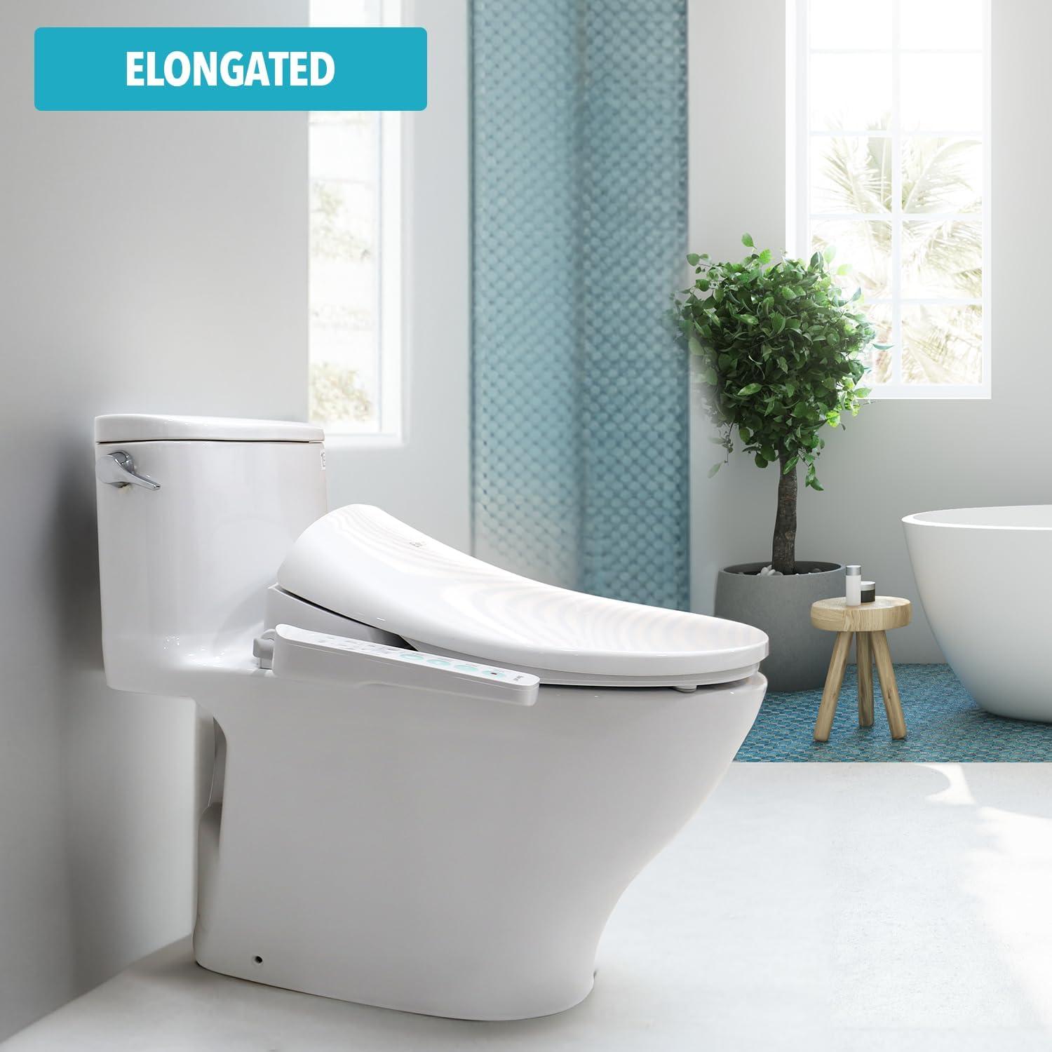 Barumi BM-5000 Electric Elongated Bidet for Toilet, Warm Seat & Air Dryer, Warm Water & Pressure, Self-Cleaning, Child Mode, Eco Mode, Night Light, Hybrid Heating, Soft Close Lid