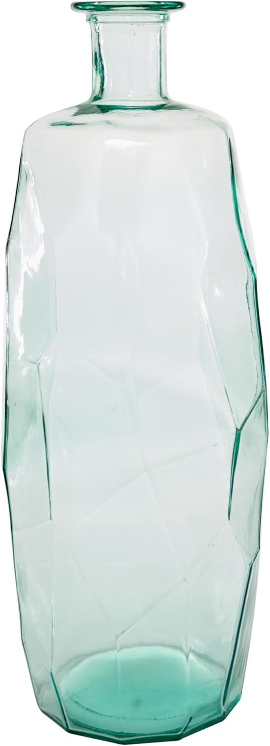 Tall Teal Tinted Recycled Glass Floor Vase