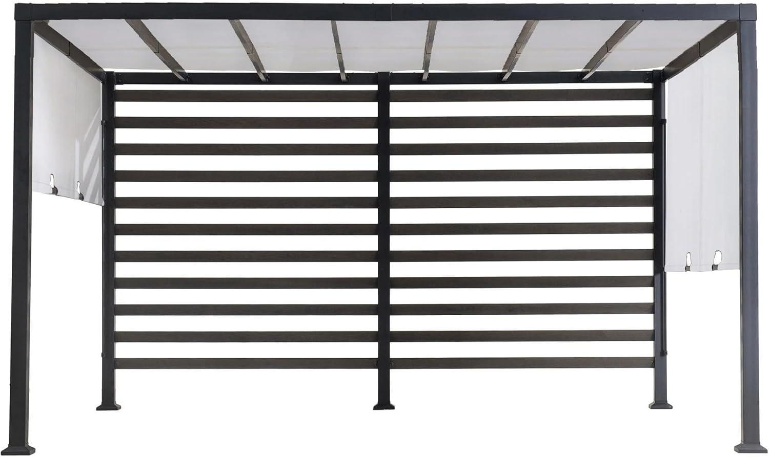 Sunjoy Sunjoy Outdoor Pergola 10 x 12 ft. Steel Pergolas with White Adjustable Shade and Privacy Screen for Backyard