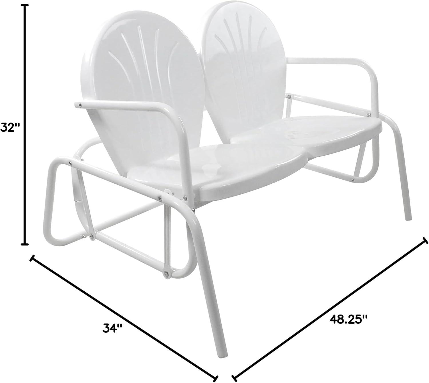 Northlight 48.25" Outdoor Retro 2-Person Metal Tulip Double Glider Patio Chair, White