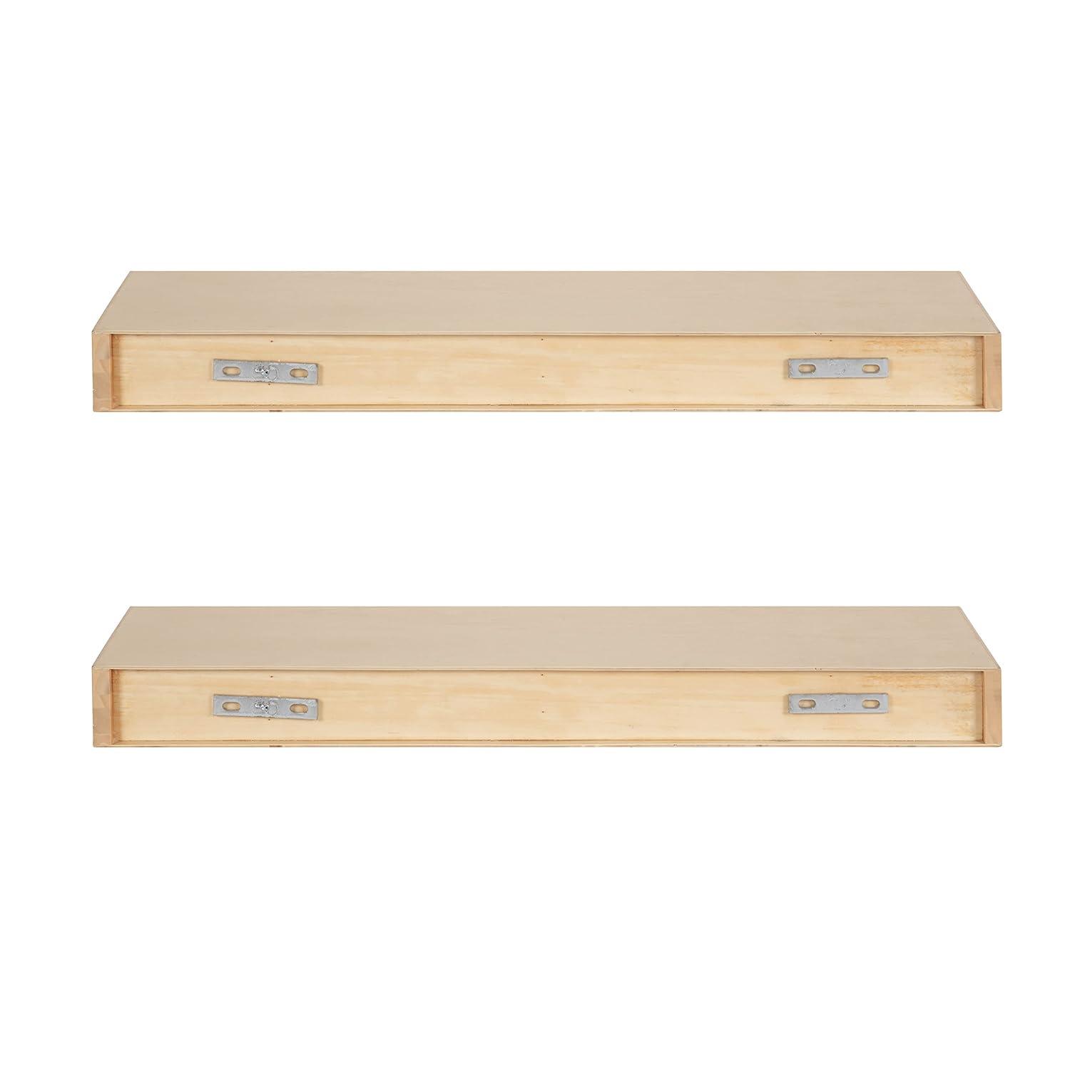 Kate and Laurel Havlock Rectangle MDF Floating Shelf, 2 Piece 24 Inch, Natural