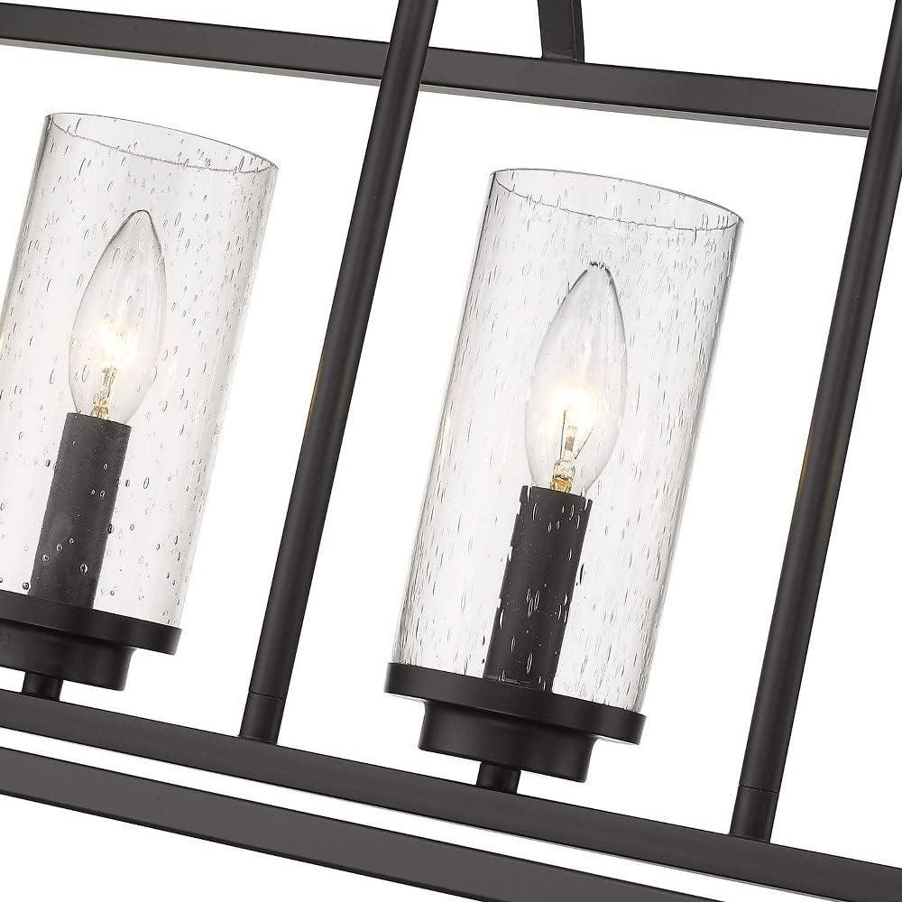 Mercer Matte Black 5-Light Linear Pendant with Seeded Glass