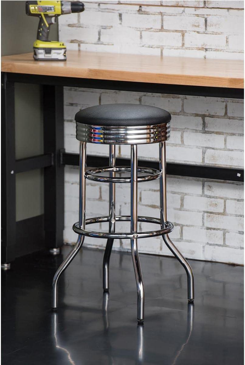 Trinity 30" Swivel Backless Metal Bar Stool in Black