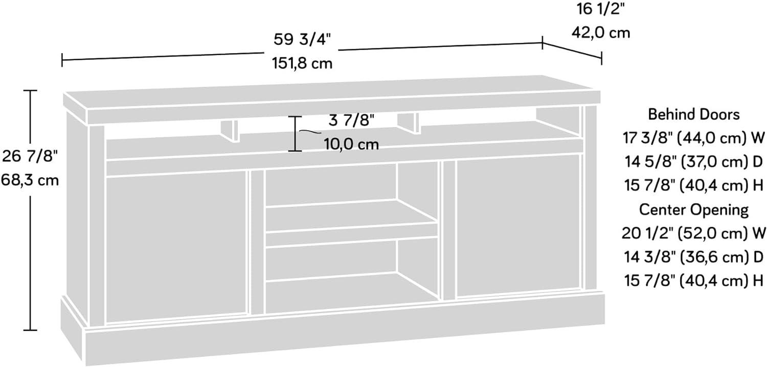 Cannery Bridge TV Stand for TVs up to 65" Mystic Oak - Sauder: Adjustable Shelves, Media Console with Cord Management