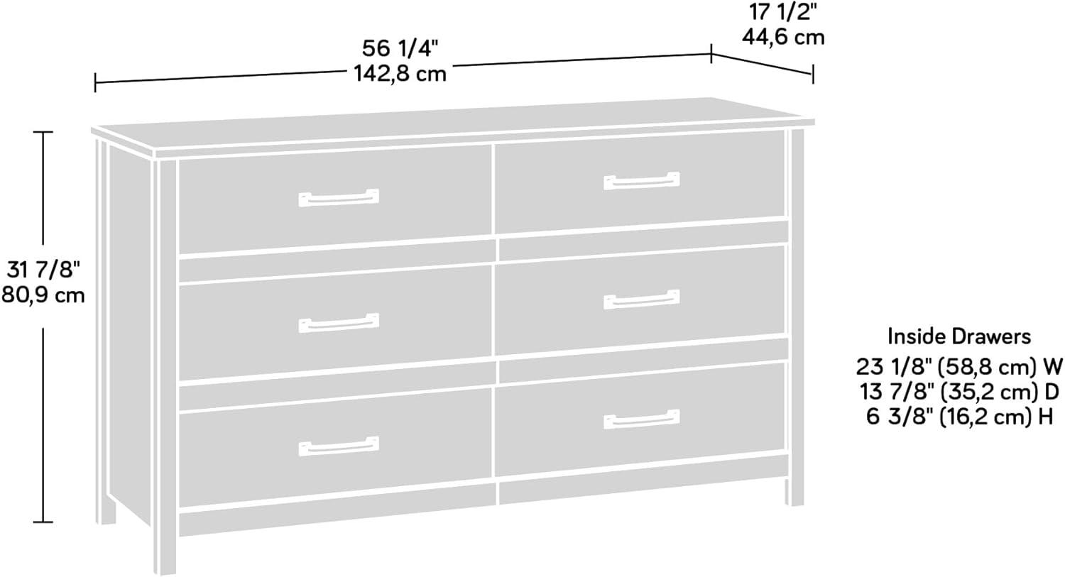 Cannery Bridge Rustic Lintel Oak and Black 6-Drawer Dresser