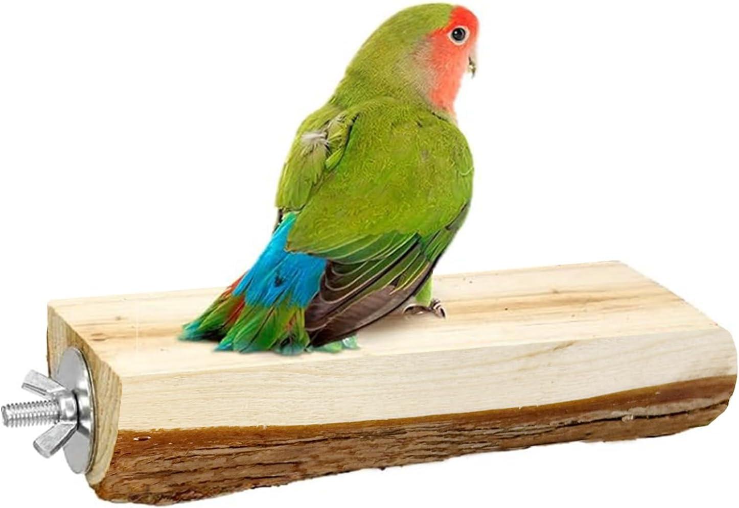 Allazone Natural Wooden Bird Perch Stand for Cage, Parrot Platform, Bird Perch Toy for Small Animals, Cockatiels, Parakeets, Finches