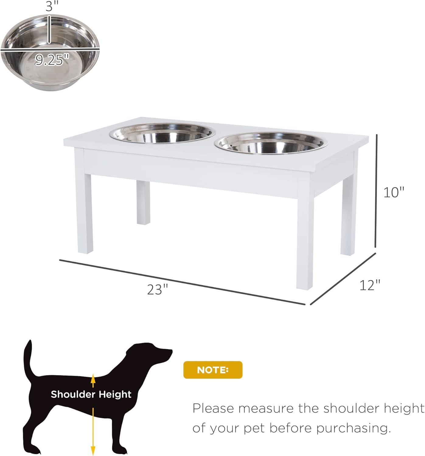 PawHut 23" Modern Decorative Dog Bone Wooden Heavy Duty Pet Food Bowl Elevated Feeding Station