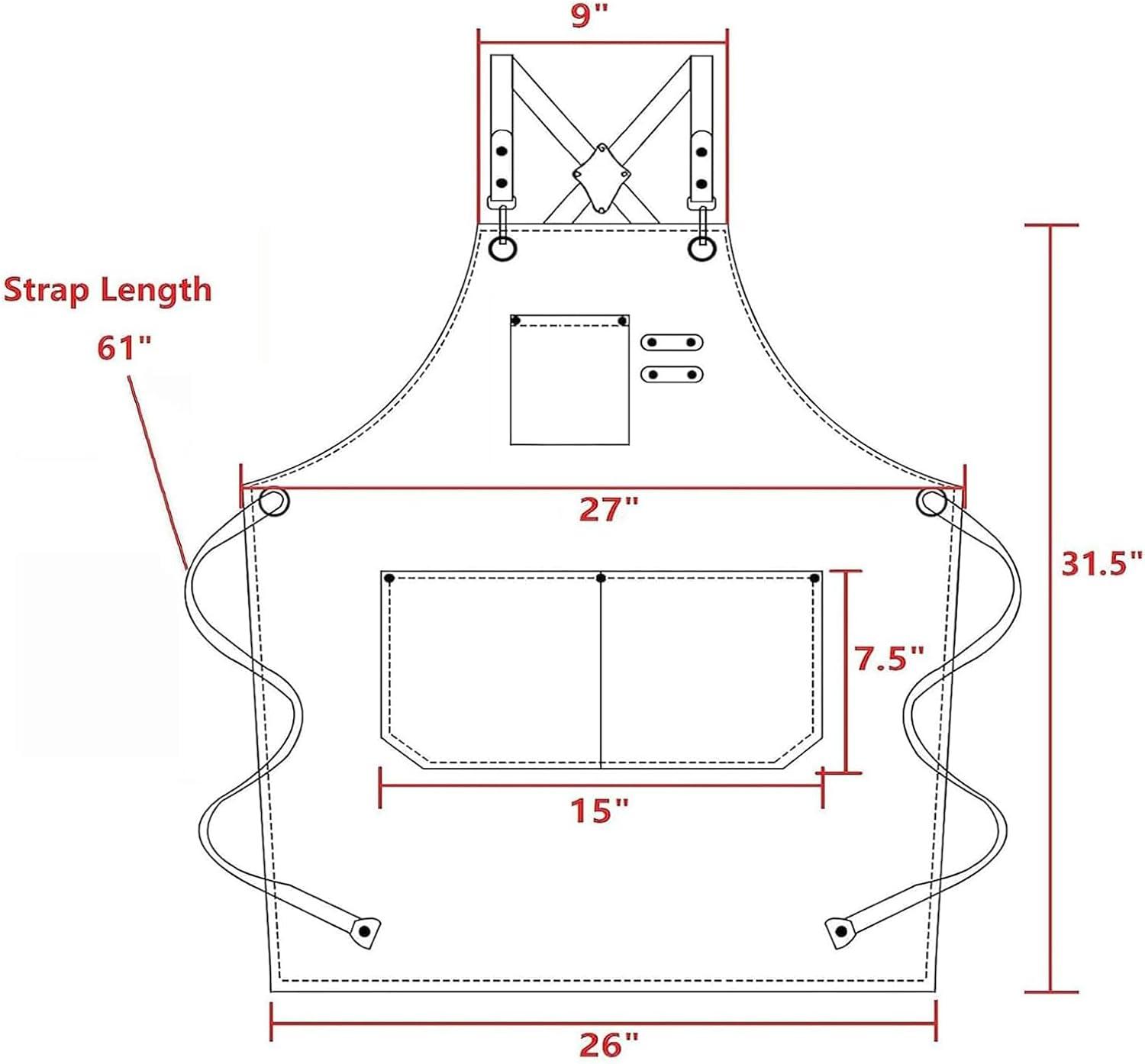 AFUN Chef Aprons for Men Women with Large Pockets, Cotton Canvas Cross Back Heavy Duty Adjustable Work Apron, Size M to XXL(Grey)