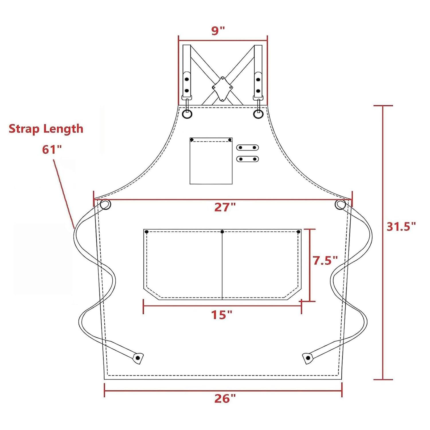 AFUN Chef Aprons for Men Women with Large Pockets, Cotton Canvas Cross Back Heavy Duty Adjustable Work Apron, Size M to XXL(Grey)