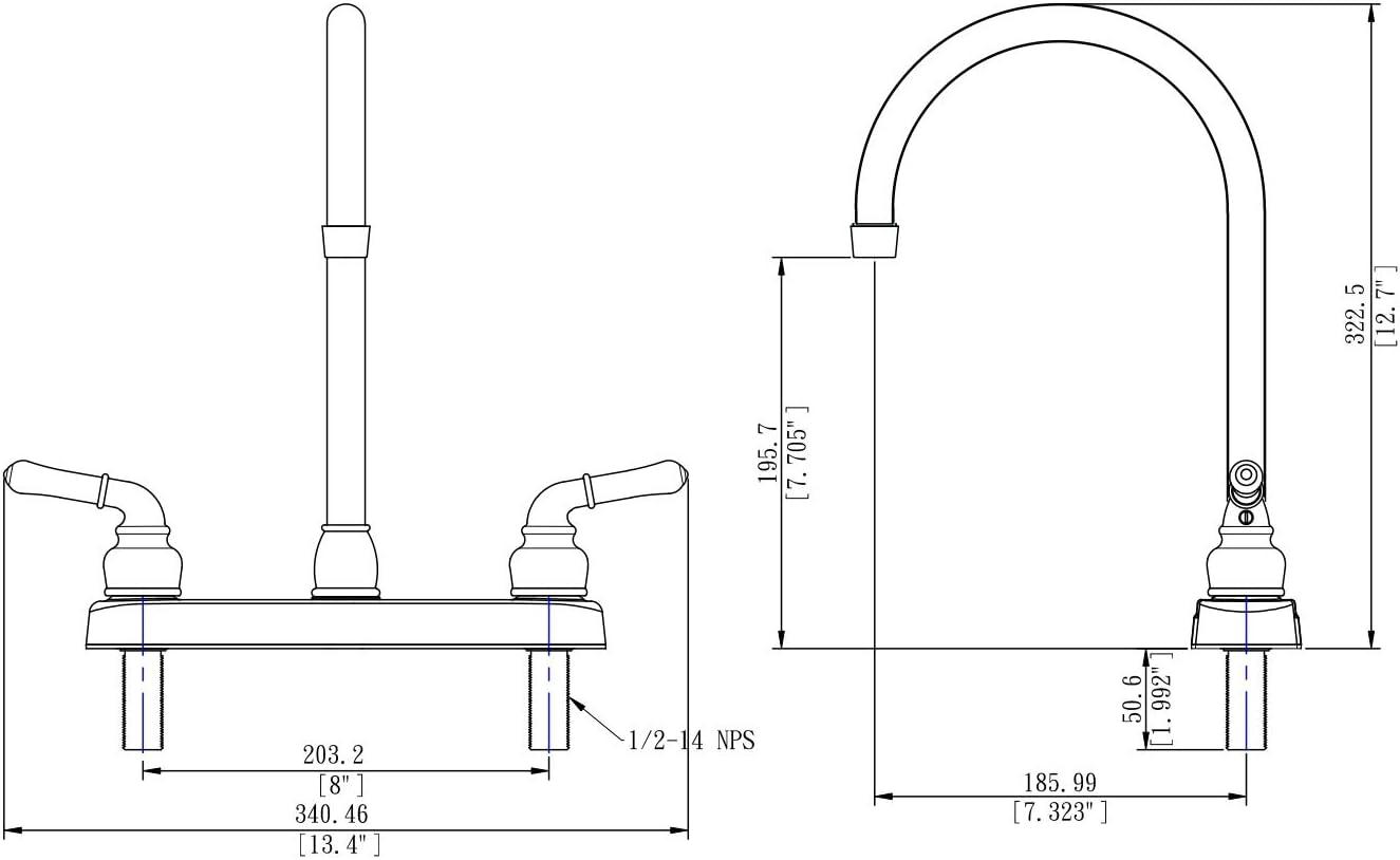 Polished Chrome Dual Handle High Arc Kitchen Faucet