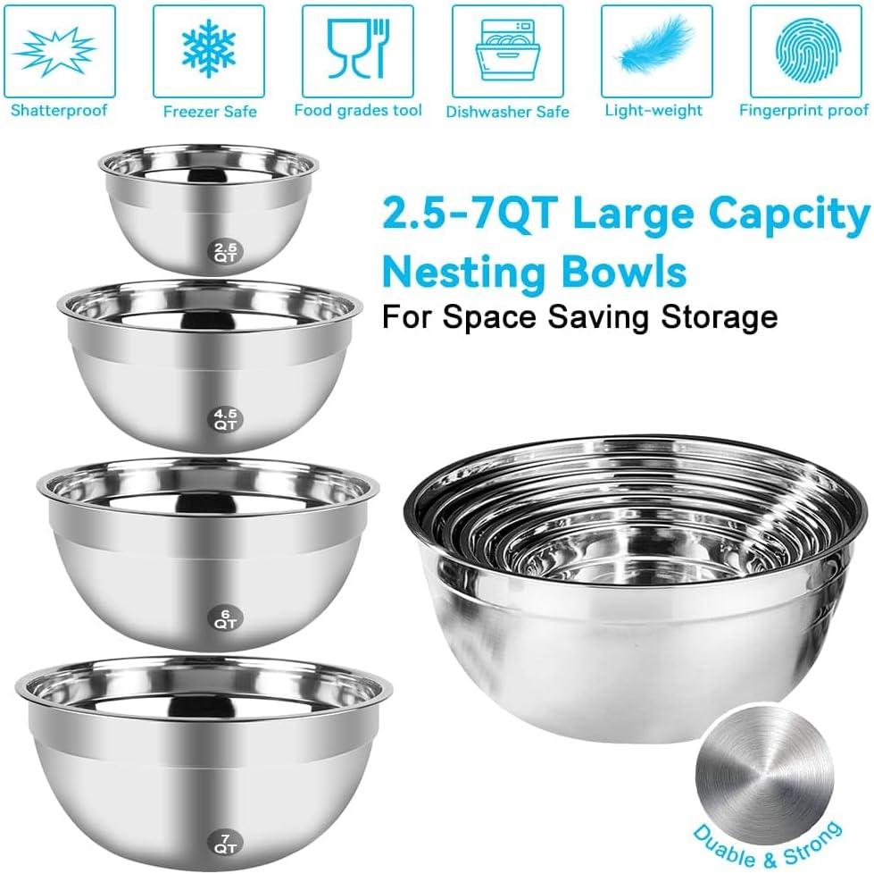 MODERN WALLS LLC B07SJQZVZS Hand Mixer Electric Mixing Bowls Set, 5 Speeds Handheld Mixer With 4 Nesting Stainless Steel Mixing Bowl, Measuring Cups Spoons 200W Kitchen Blender Whisk Beater Baking Supplies For Beginner