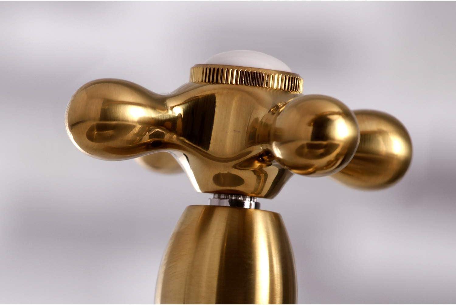 Kingston Brass KS7277AXBS English Country 8" Bridge Kitchen Faucet with Sprayer, Brushed Brass