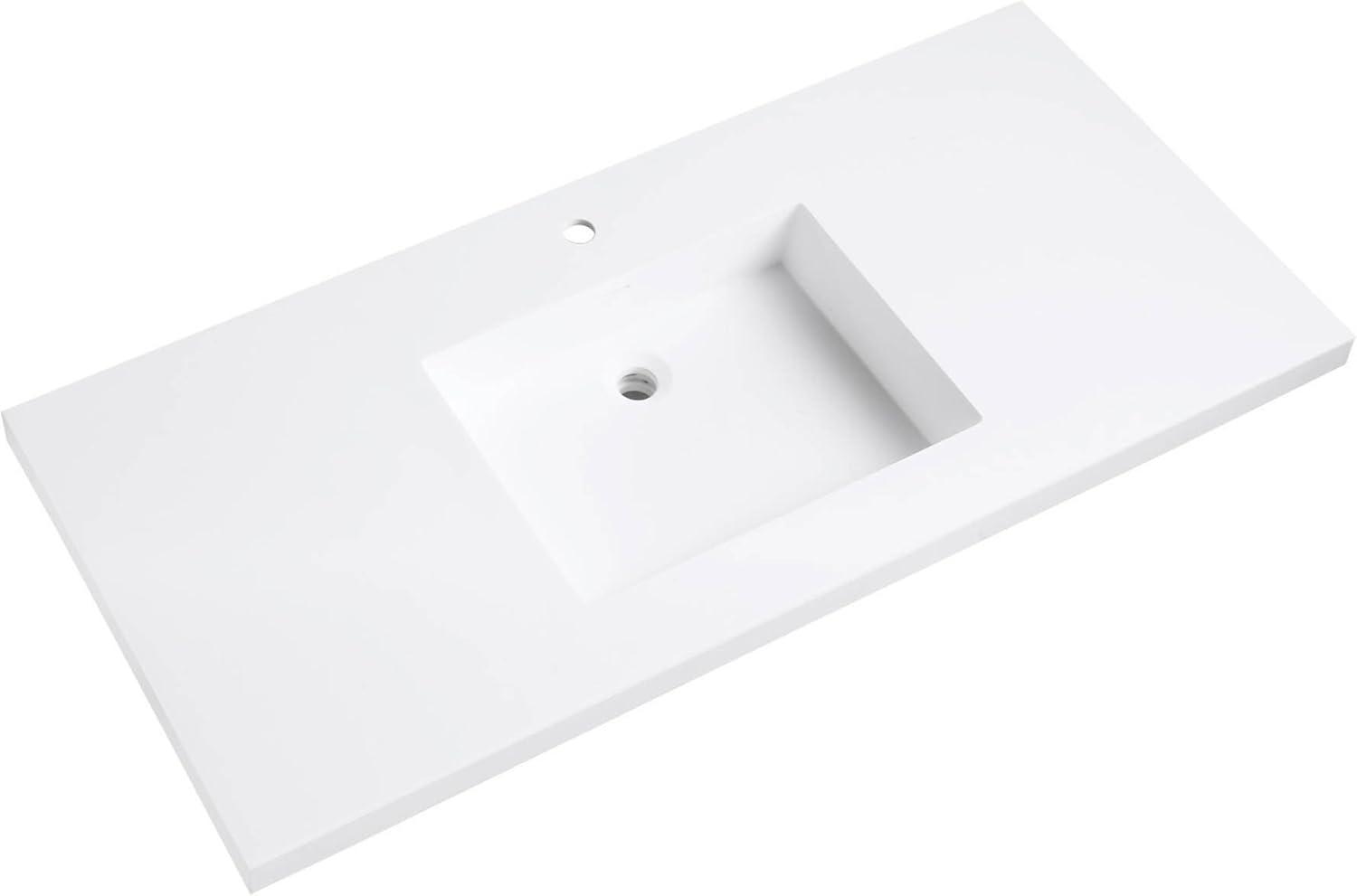 VersaStone 49" Matte White Acrylic Vanity Top with Integrated Sink