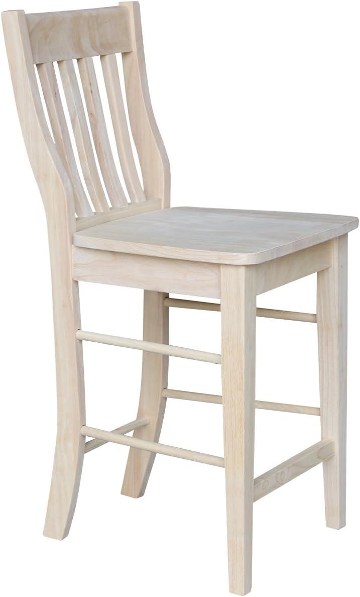 Traditional Unfinished Solid Parawood 24" Cafe Barstool