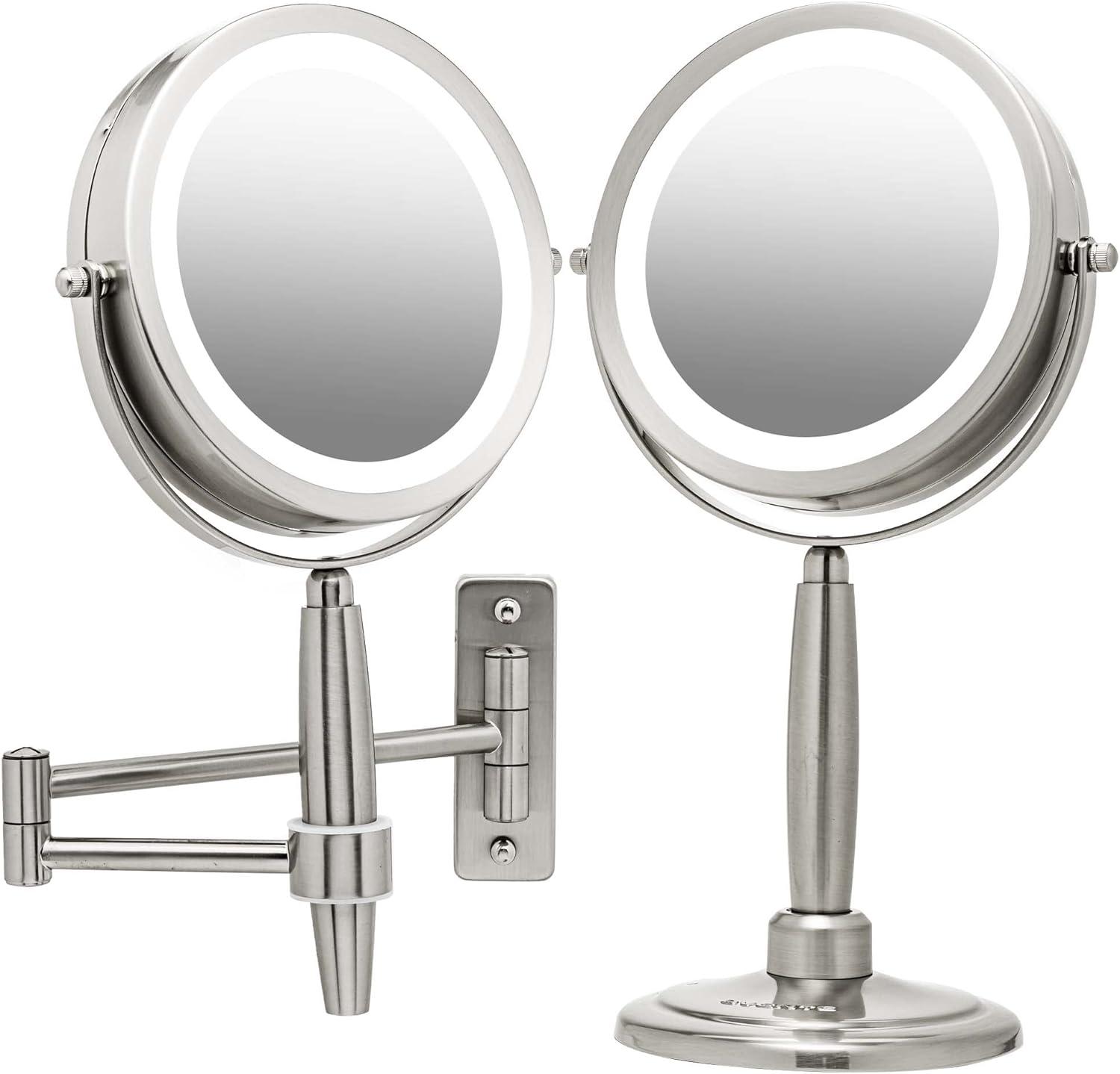 Elegant 7" Stainless Steel LED Magnifying Mirror with Multi-Touch & Variable Light