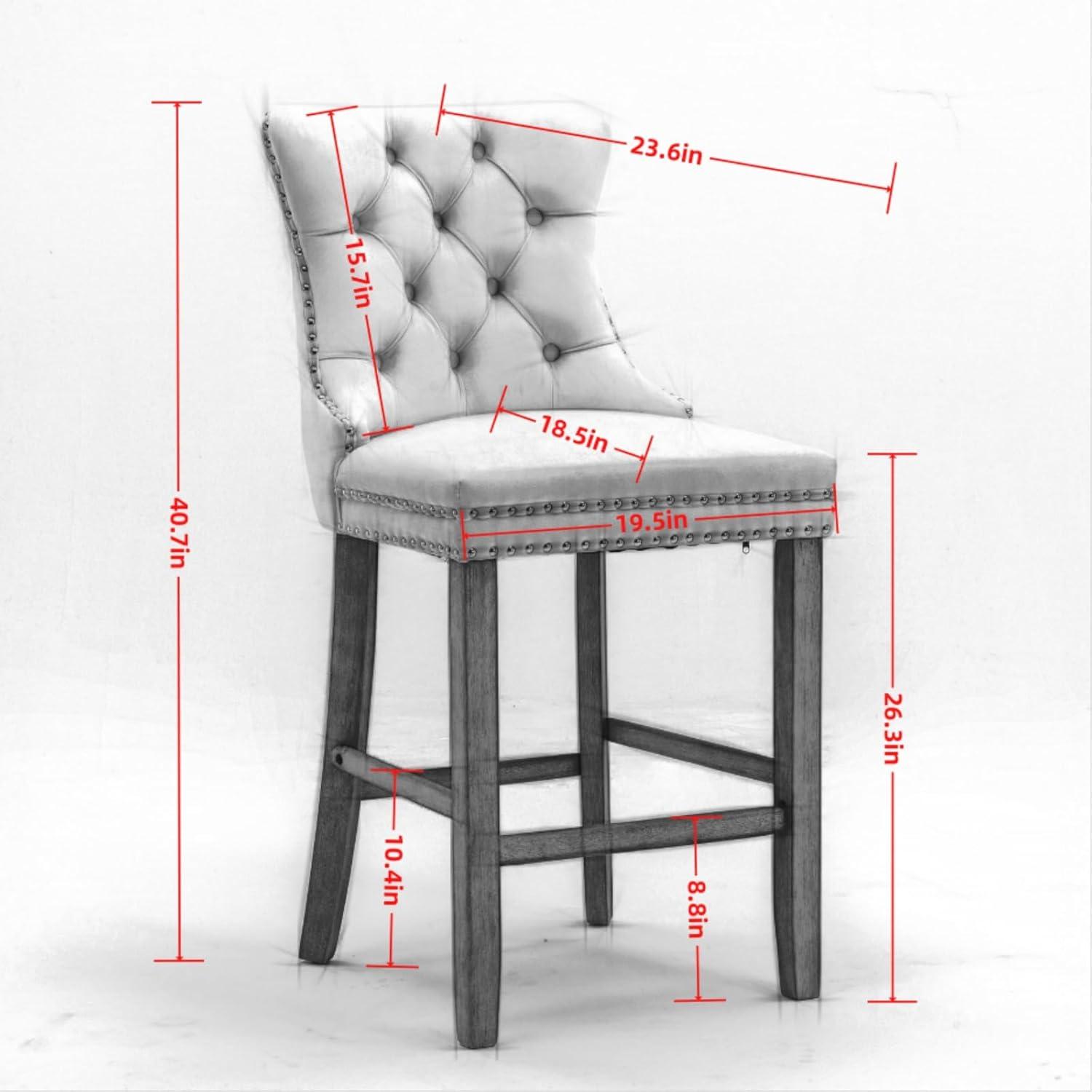 Aoowow Velvet Upholstered Counter Height Bar Stools Set of 2, Counterstool Seat Height 27.2", Wingback Armless Bar Chairs Button Tufted with Solid Wood Legs for Kitchen Island Bar Area (Orange)