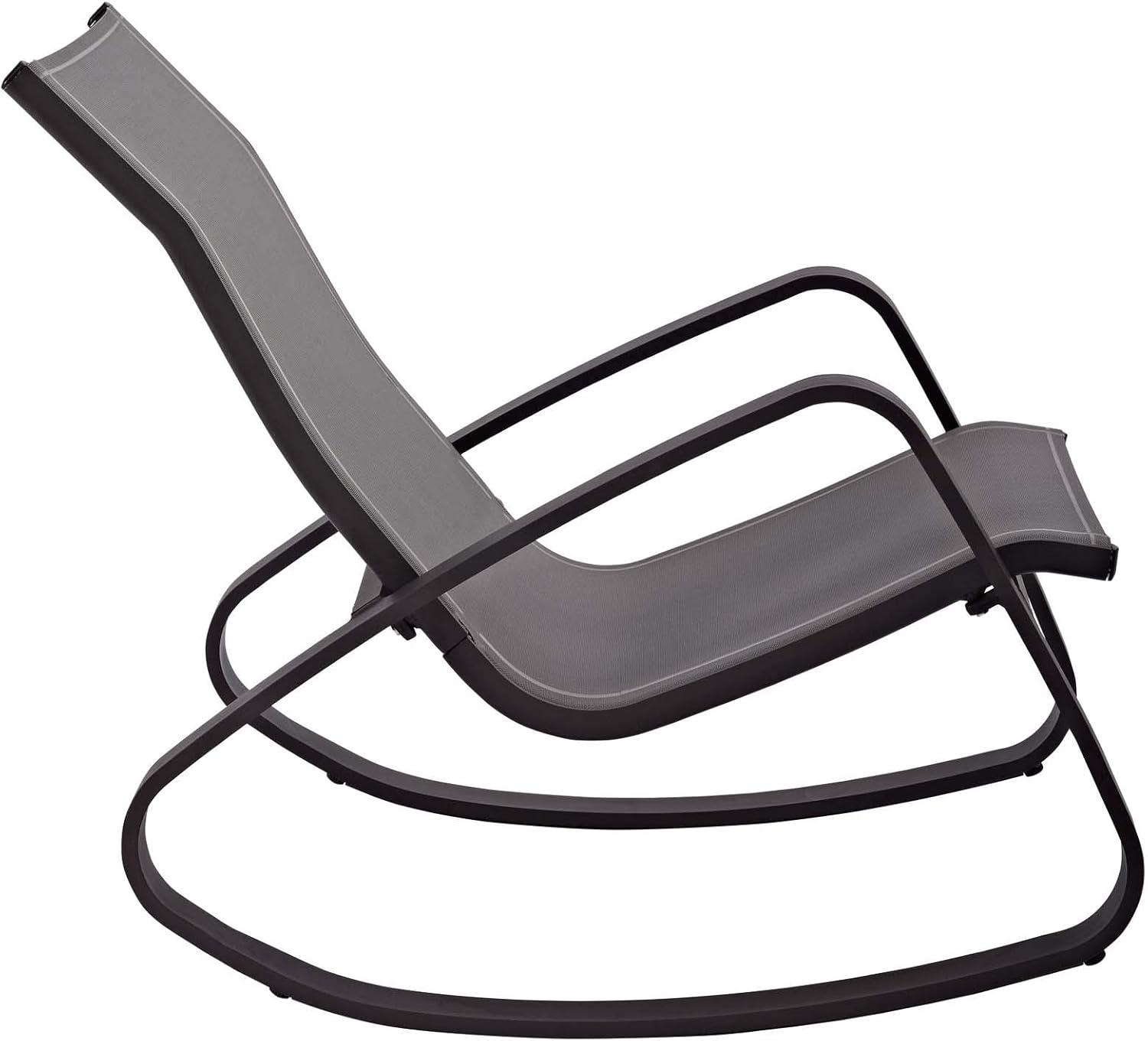 Modway Traveler Mesh Fabric & Aluminum Patio Rocker in Black