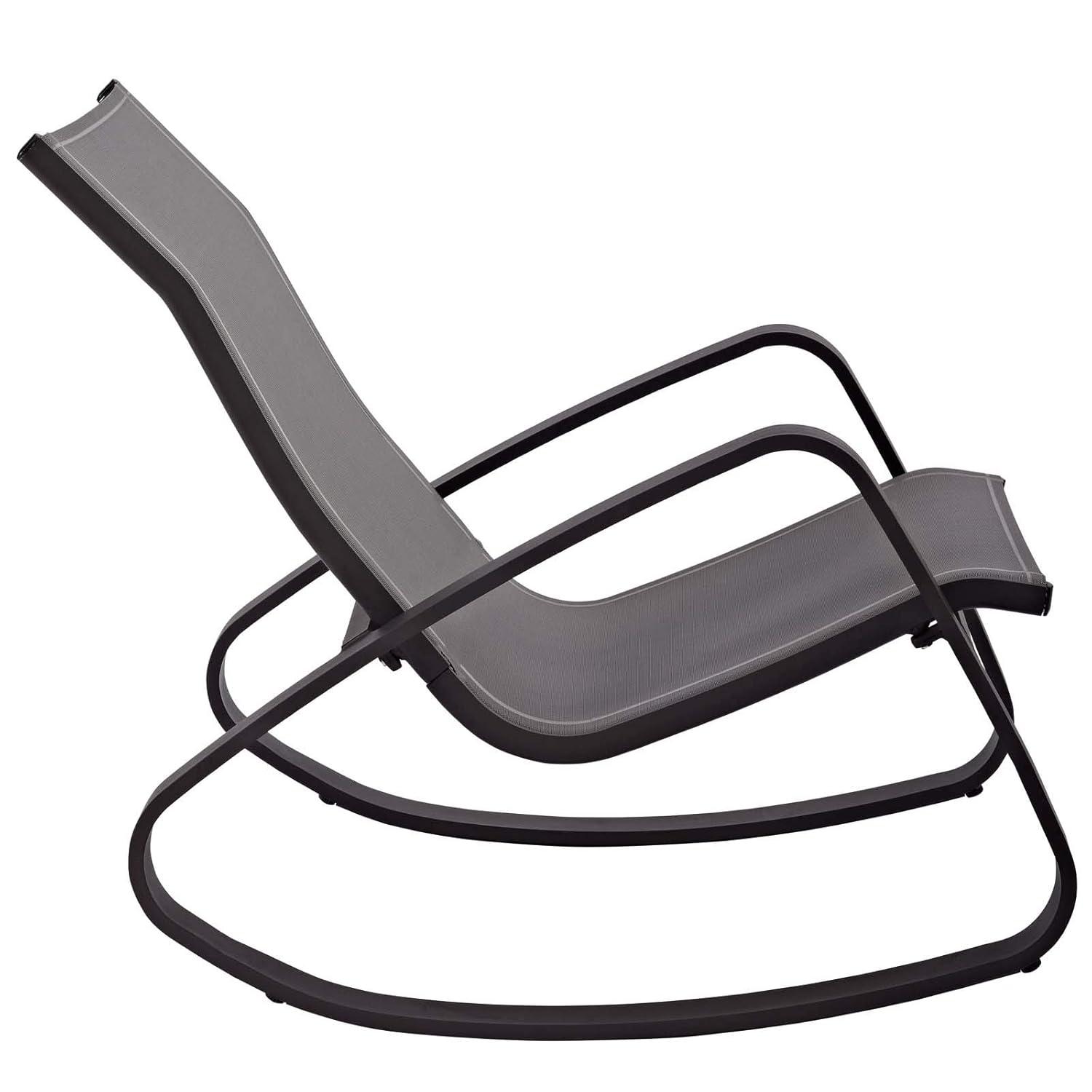 Modway Traveler Mesh Fabric & Aluminum Patio Rocker in Black