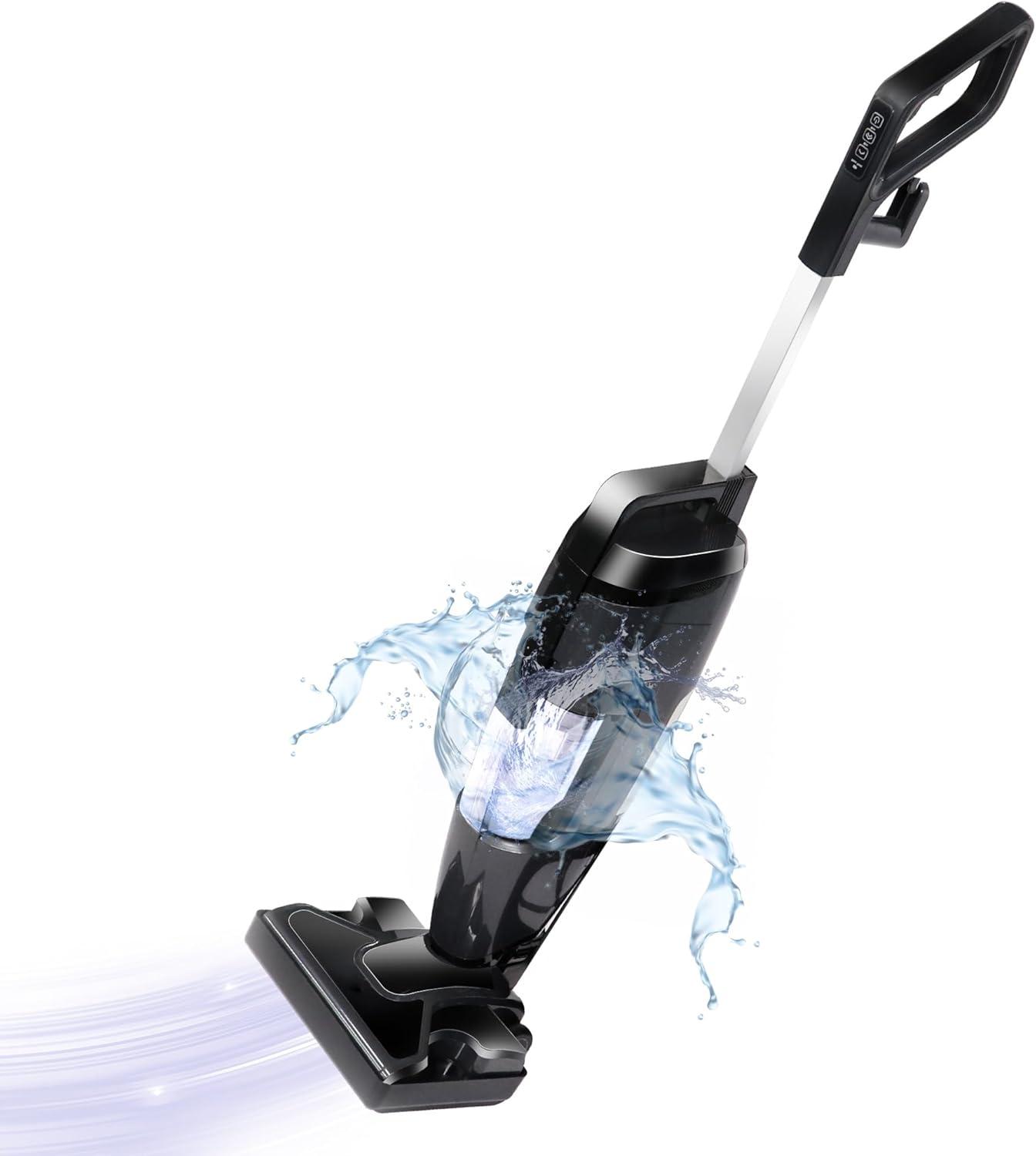 IULULU Vacuum Cleaner and Steam Mop All in One Combo, 16Kpa Powerful Suction Wet-Dry VacuumCleaner with HEPA Filtration, Upright Vac for Hardwood, Tile Floors, Home and Office, Black
