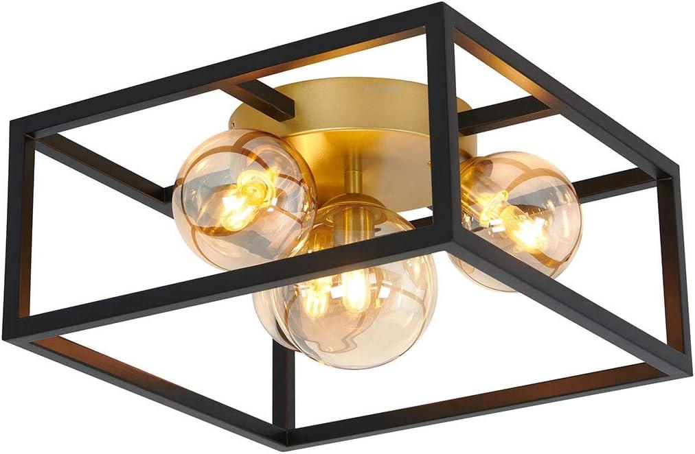 Artika Griffintown 1 Ceiling Light Geometric Flush Mount Black and Gold