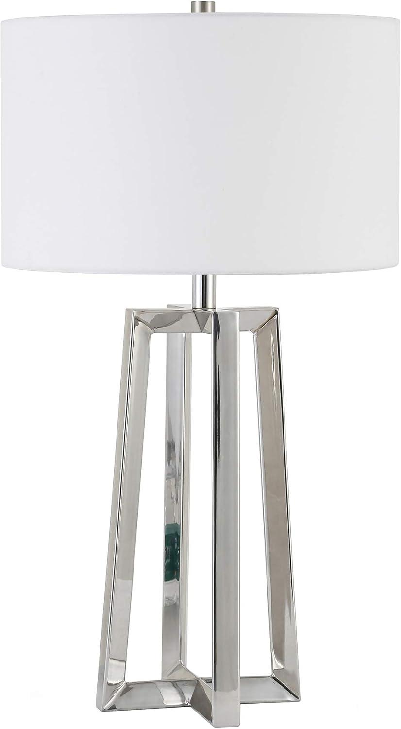 Helena 24.5" Polished Nickel Table Lamp with White Shade