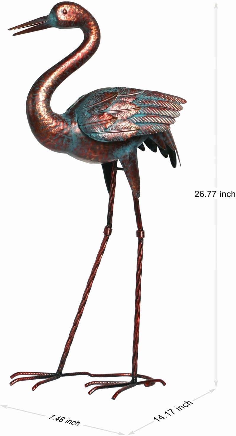 Natelf Garden Crane Statues for Outdoor, Standing Patina Heron Decoy Garden Sculptures, Metal Bird Art Lawn Ornaments for Patio Lawn Pond Backyard Decorations C49