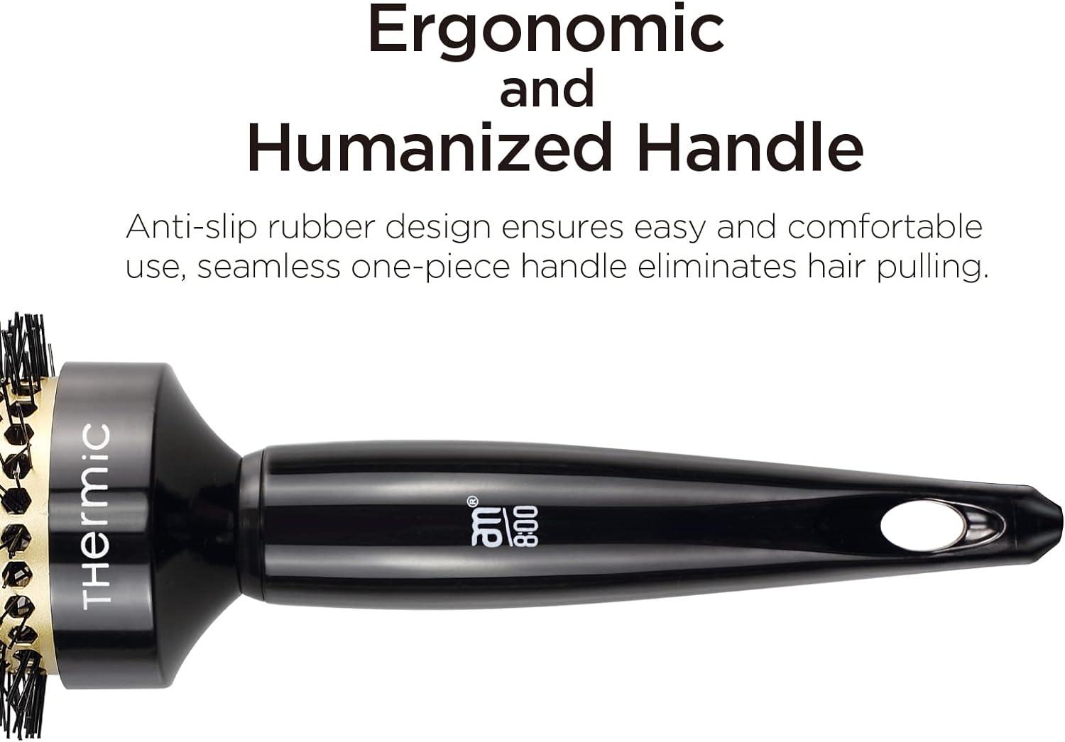 Black Ceramic Round Hair Brush Set with Nylon Bristles