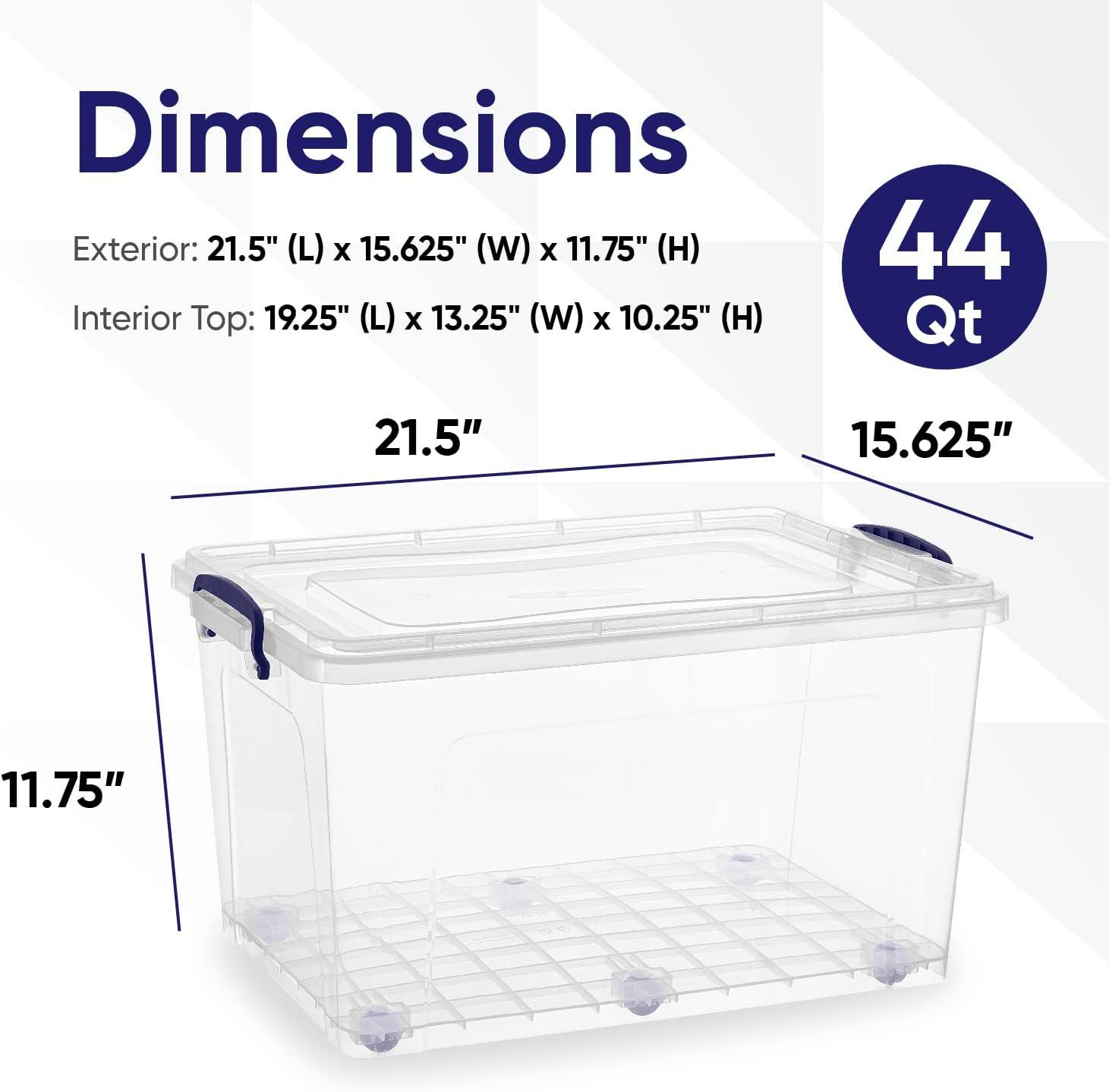 Clear Plastic Stackable Storage Box with Snap Lid, 44 Quart