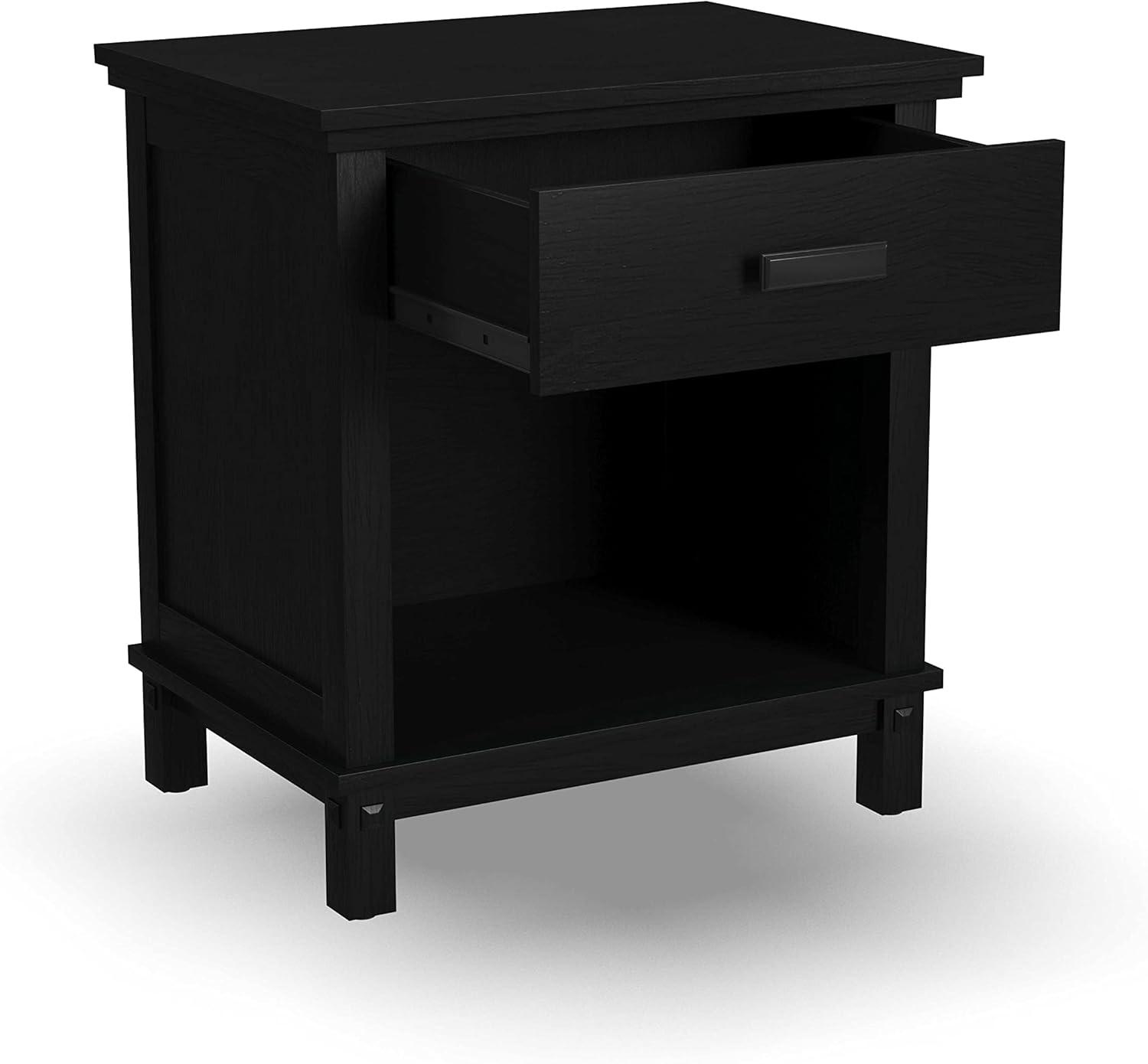 Homestyles Oak Park 1-Drawer Traditional Wood Closed Nightstand in Black