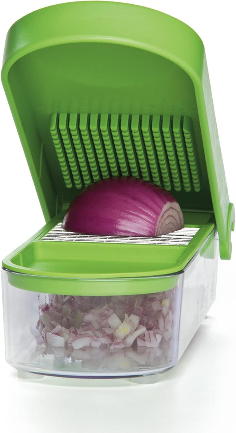 Prepworks Onion Chopper Green: Manual Vegetable Dicer, Dishwasher-Safe, ABS & Stainless Steel