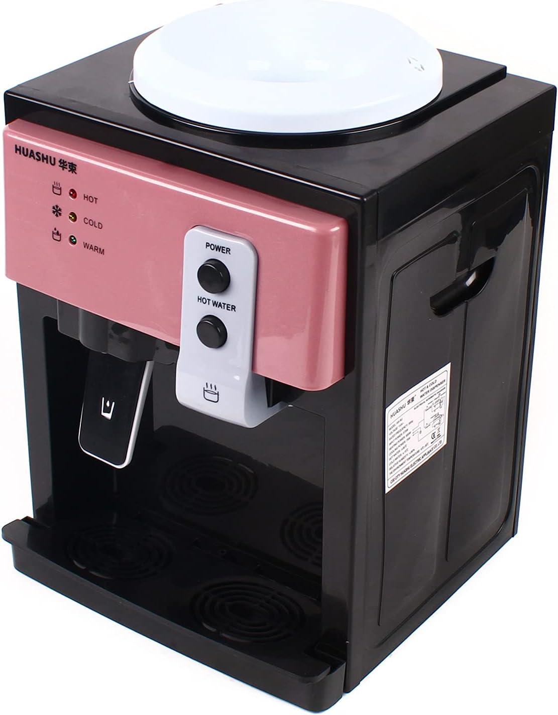 Water Dispenser Top Loading , Countertop Hot and Cold Temperature Water Cooler for Home Office Use 110V Pink and Black 46.4-203℉