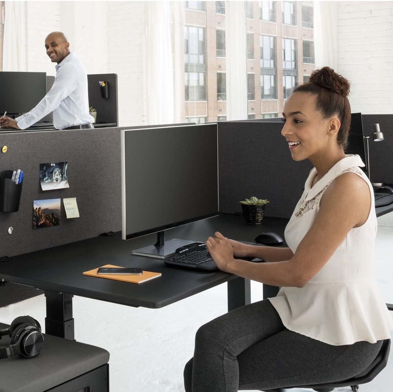 Stand Up Desk Store Fabric 3 Panel Desk Partition
