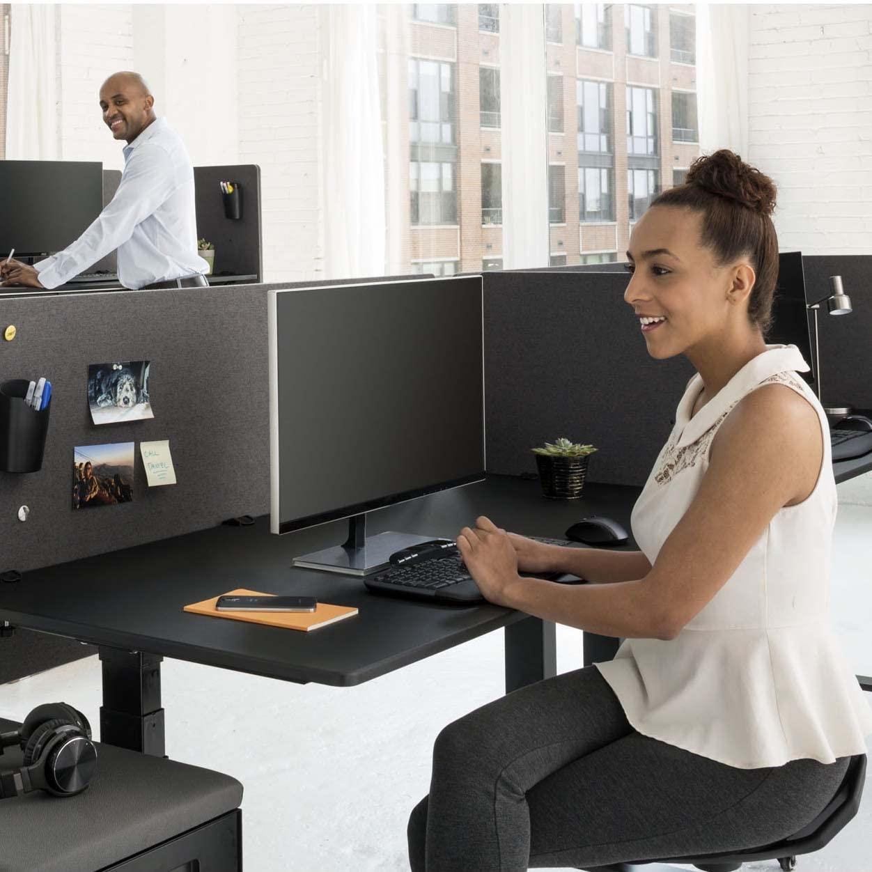 Stand Up Desk Store Fabric 3 Panel Desk Partition