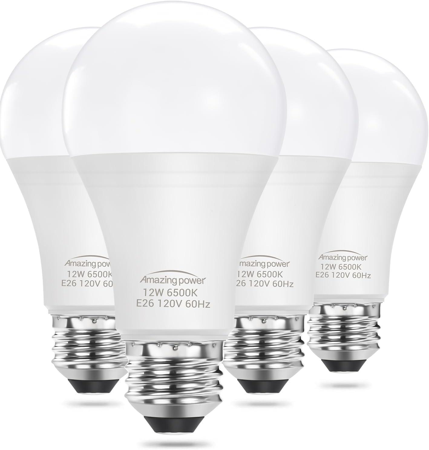 Daylight White 12W LED Bulbs with Medium Screw Base, 4-Pack