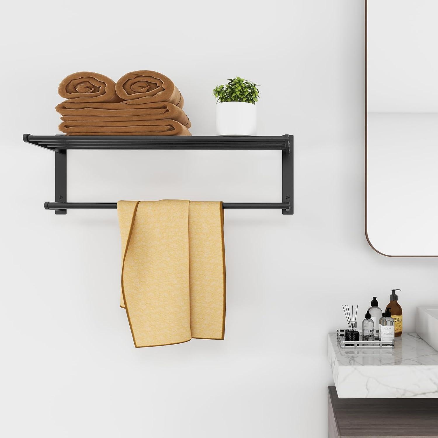 Matte Black Stainless Steel Wall-Mounted Double Towel Rack