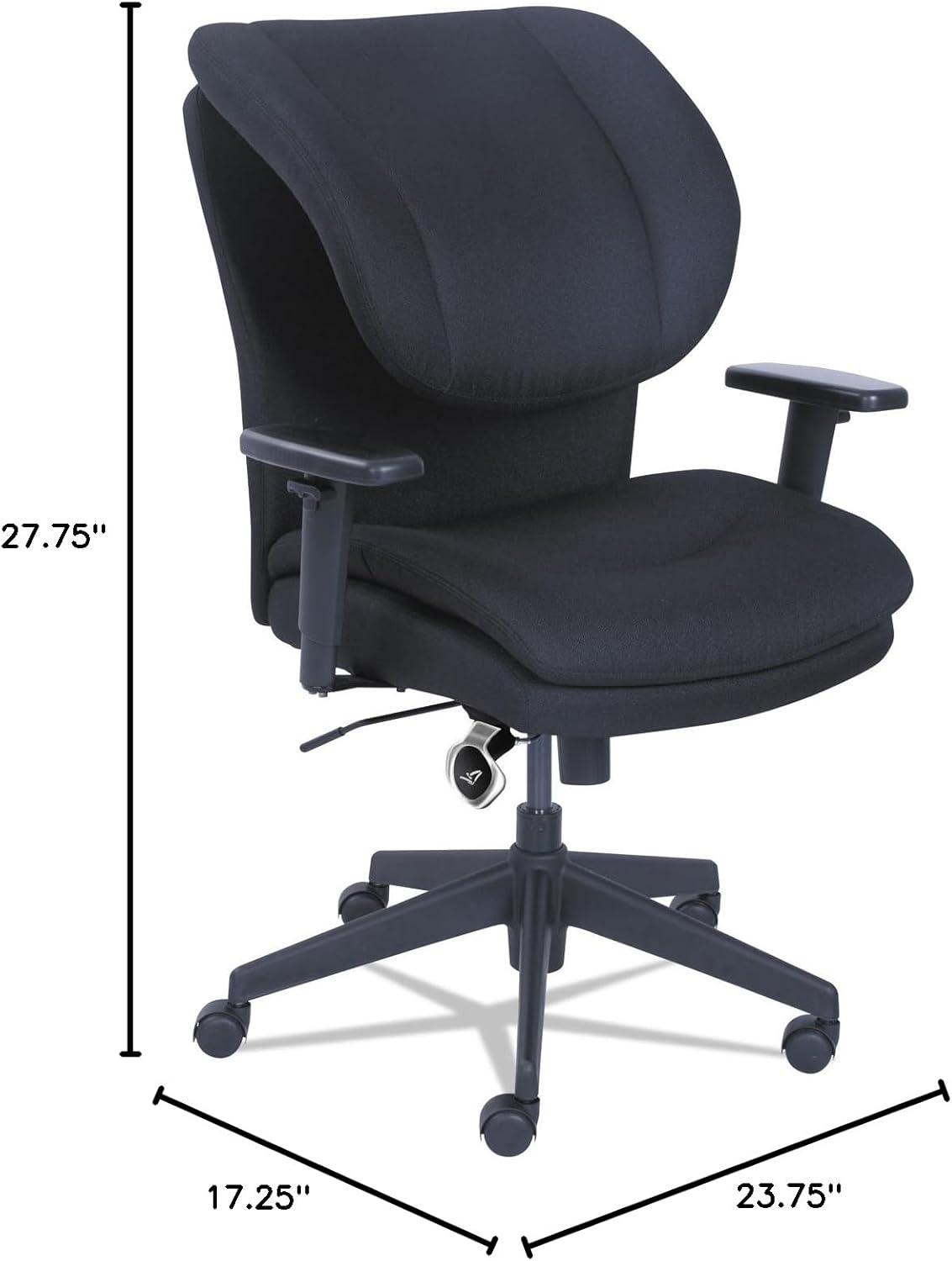 SertaPedic Cosset Ergonomic Task Chair, Supports Up to 275 lb, 19.5" to 22.5" Seat Height, Black