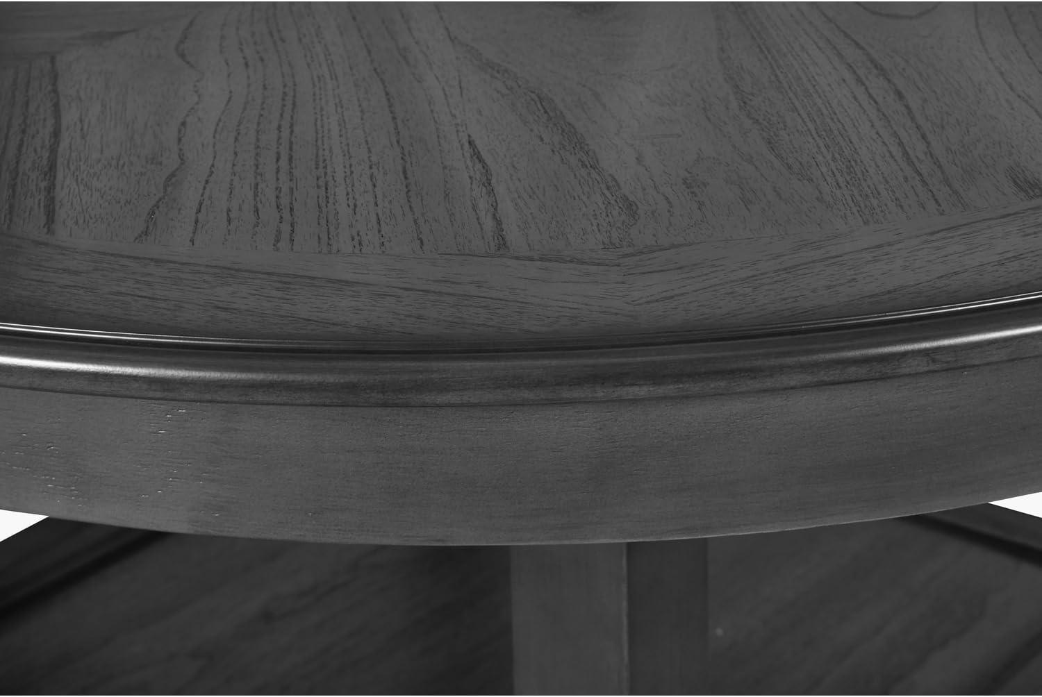 New Classic Furniture Gia 5-Piece Wood Round Counter Dining Set, 1 Counter Dining Table And 4 Chairs, 42 Inch, Gray