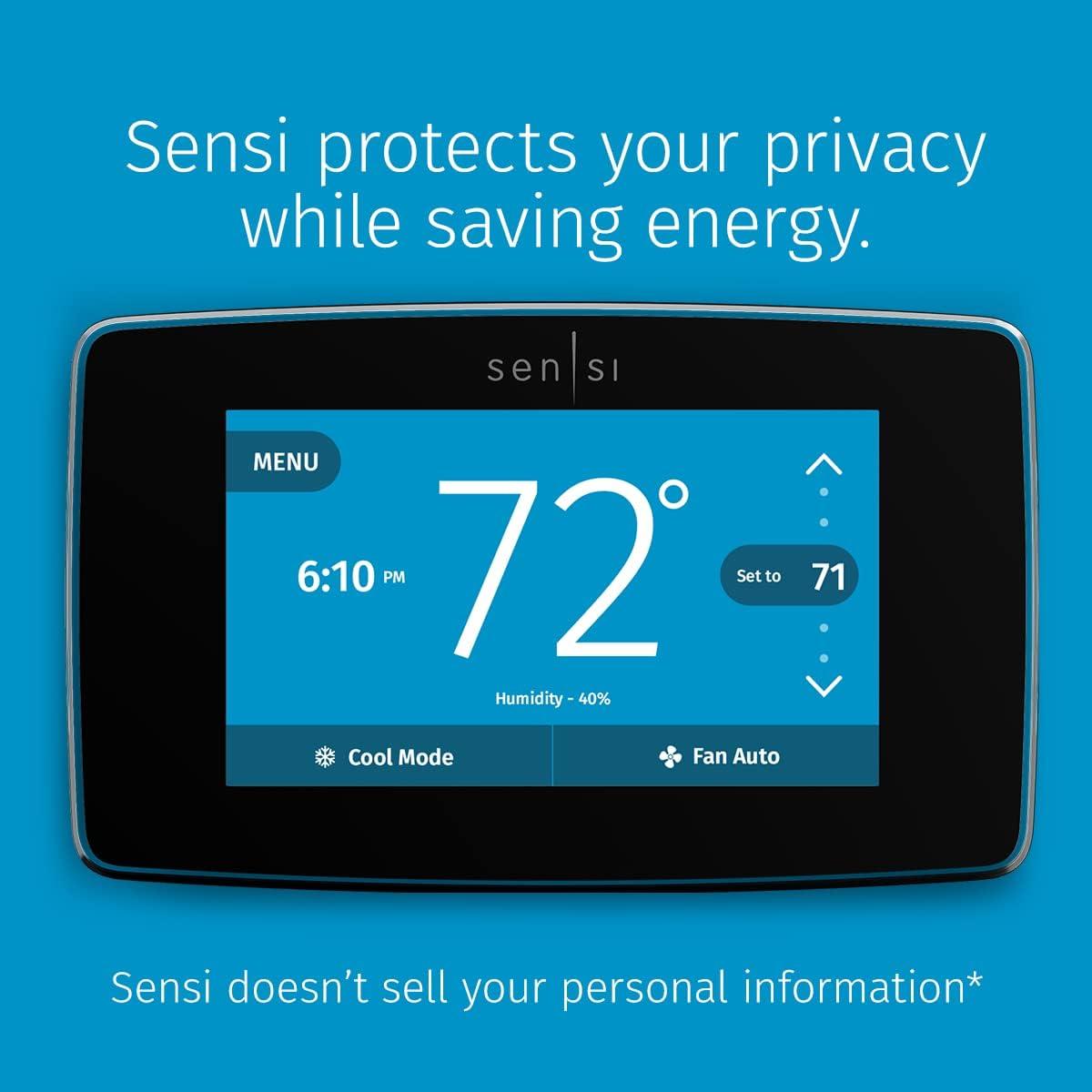 Emerson Sensi Touch Smart Programmable Wi-Fi Thermostat, C-Wire Required-Black