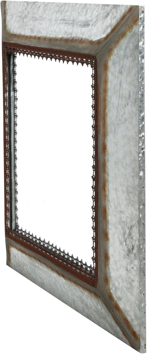 Rustic Square Gold Metal Framed Wall Mirror