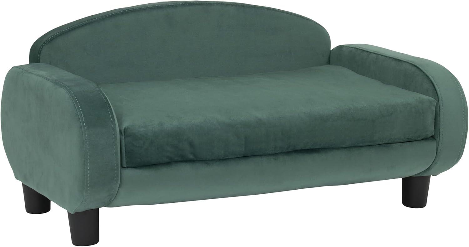 Paws & Purrs Modern Pet Sofa 31.5" Wide Low Back Lounging Bed with Removable Mattress Cover in Espresso / Teal - 61014