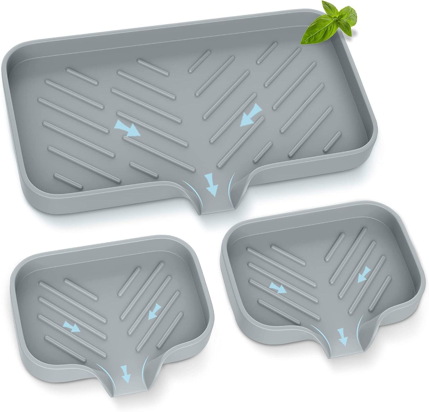 Estbridge Kitchen Soap Tray Sink Tray Silicone Soap Dish Sponge Holder for Kitchen Sink Organizer