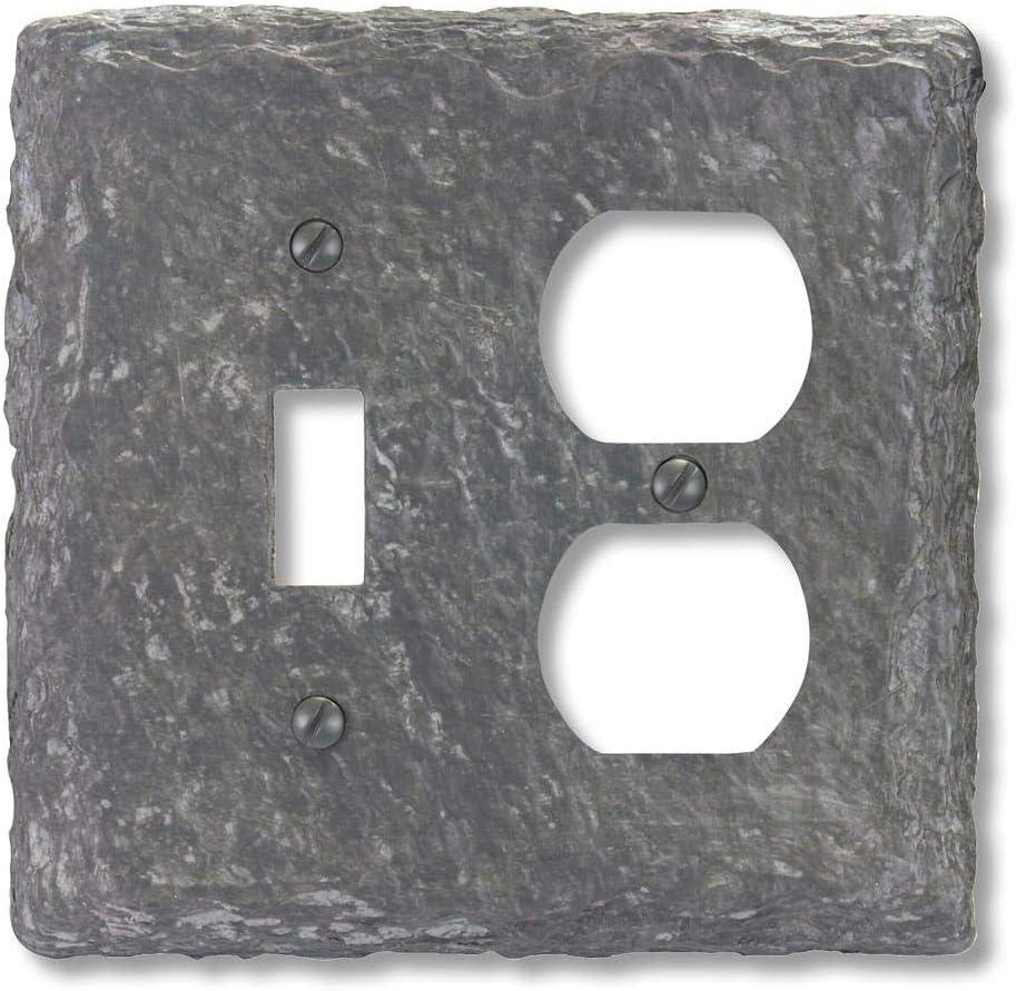 Amerelle 8345TDA Faux Slate Wallplate, 1 Toggle / 1 Duplex, Faux Slate, Almond, 1-Pack