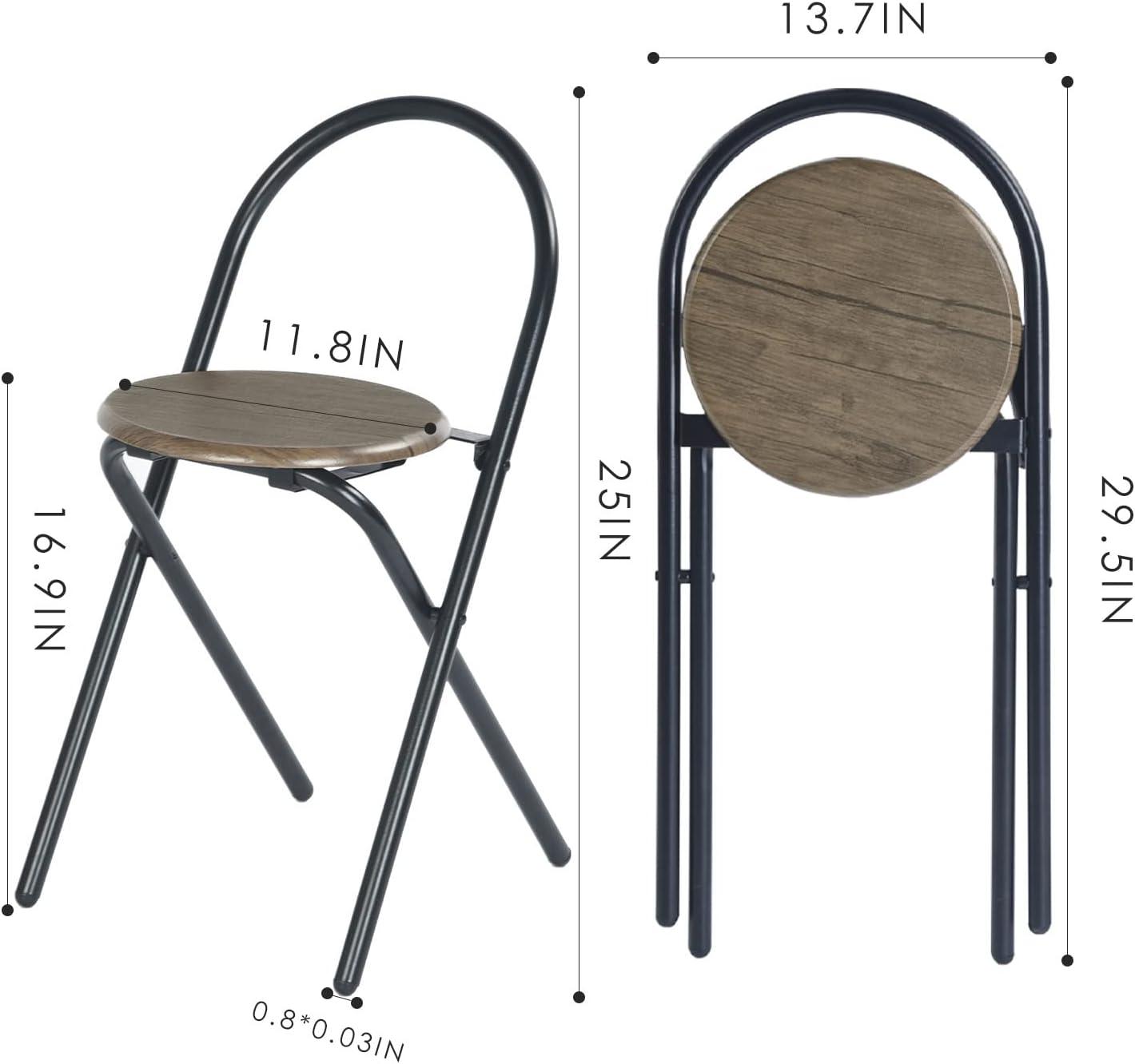 Folding Home Office Desk & Chair & Storage Shelf Sets, No Assembly Required - 29.5-Inch Study Workstation Writing Desk, 2-Tier Storage Rack Organizer Corner Shelf Bookcase, Small Stool Chair, Brown