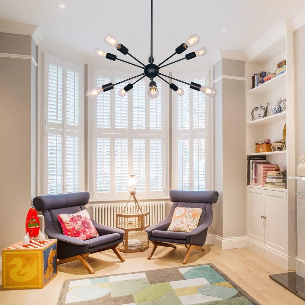 Black Metal 10-Light Sputnik Sphere Chandelier