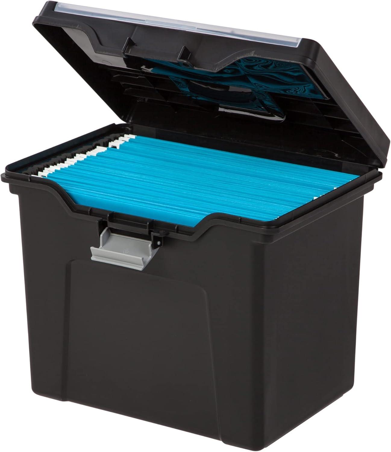 Office Depot Large Mobile File Box, Letter Size, 11 5/8in.H x 13 3/8in.W x 10in.D, Black/Silver, 110987