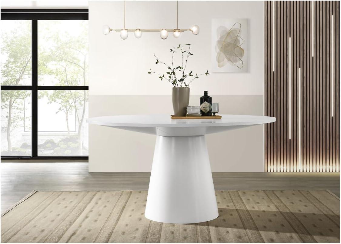 GeeHome Jasper White 59" Wide Contemporary Round Dining Table