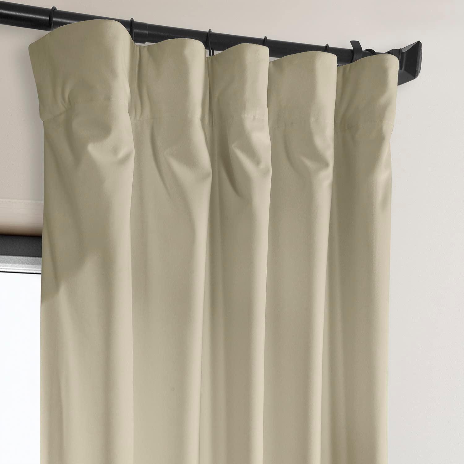 Half Price Drapes Macchiato Beige Heritage Plush Velvet Room Darkening Curtains (1 Panel), 50W X 120L
