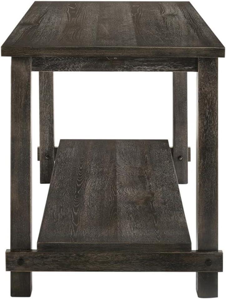 60" Martha Li Dining Table Weathered Gray - Acme Furniture: Sturdy Wood, Storage Shelf, Seats 6